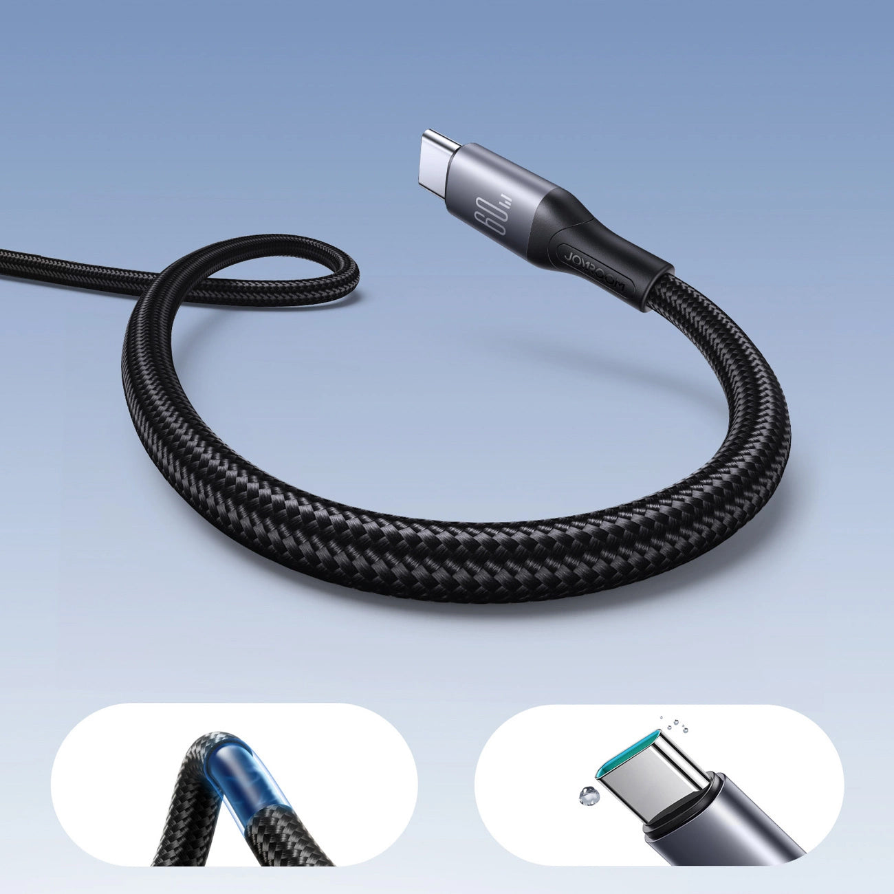 Cablu Date si Incarcare USB-C - USB-C Joyroom S-A28 Flash, 60W, 1m, Negru