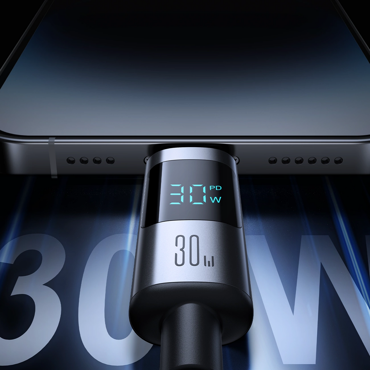 Cablu Date si Incarcare USB-C - Lightning Joyroom S-A16 Pro Prism Display, 30W, 1.2m, Negru
