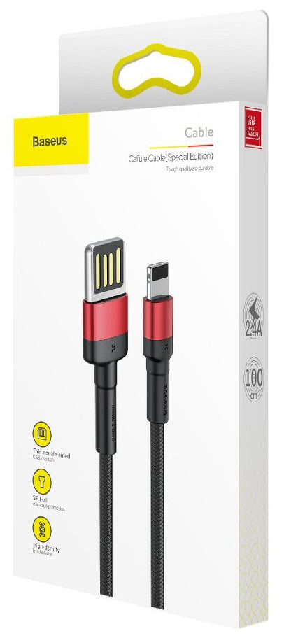 Cablu Date si Incarcare USB-A - Lightning Baseus Cafule Special Edition, 18W, 1m, Rosu CALKLF-G91