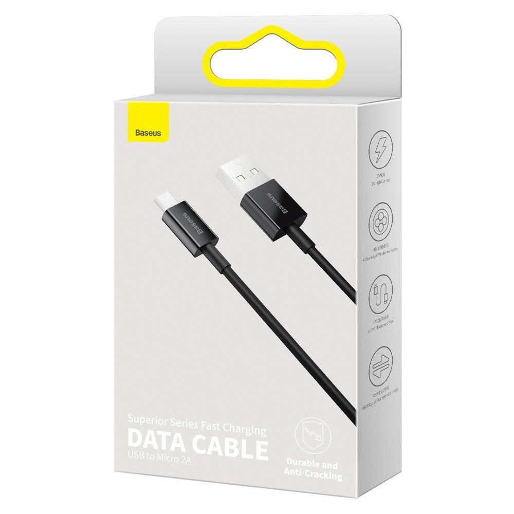 Baseus Superior Series USB-A auf microUSB Kabel 18W 2m | Schwarz