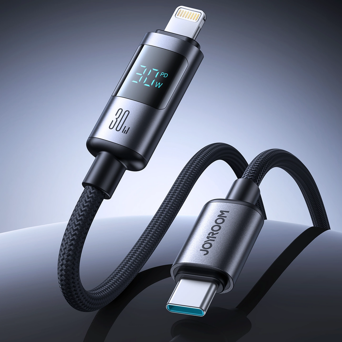 Cablu Date si Incarcare USB-C - Lightning Joyroom S-A16 Pro Prism Display, 30W, 1.2m, Negru