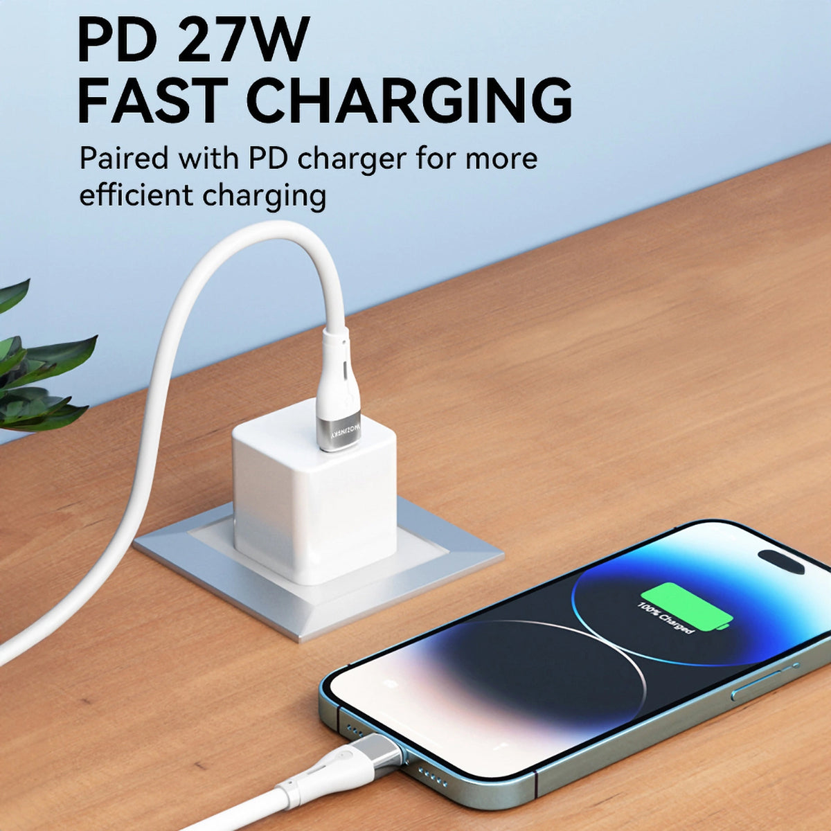 Cablu Date si Incarcare USB-C - Lightning WZK WSTCL1, 27W, 1m, Alb