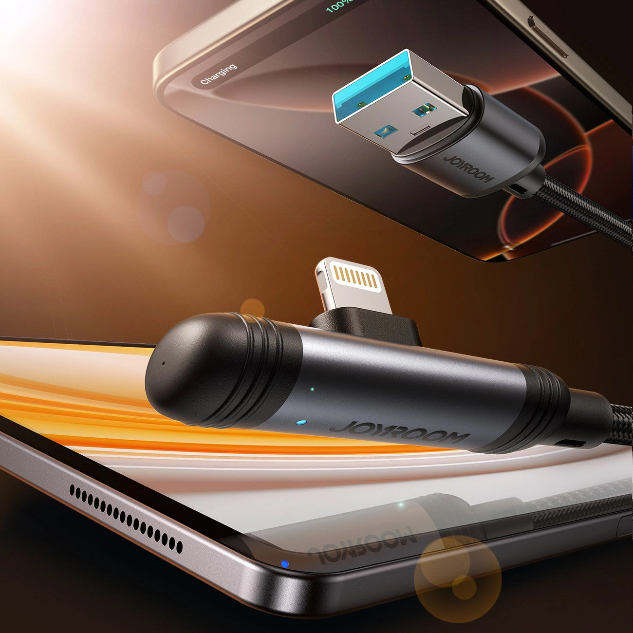 Cablu Date si Incarcare USB-A - USB-C Joyroom S-A56 EnjoyX Angled, 20W, 1.2m, Negru