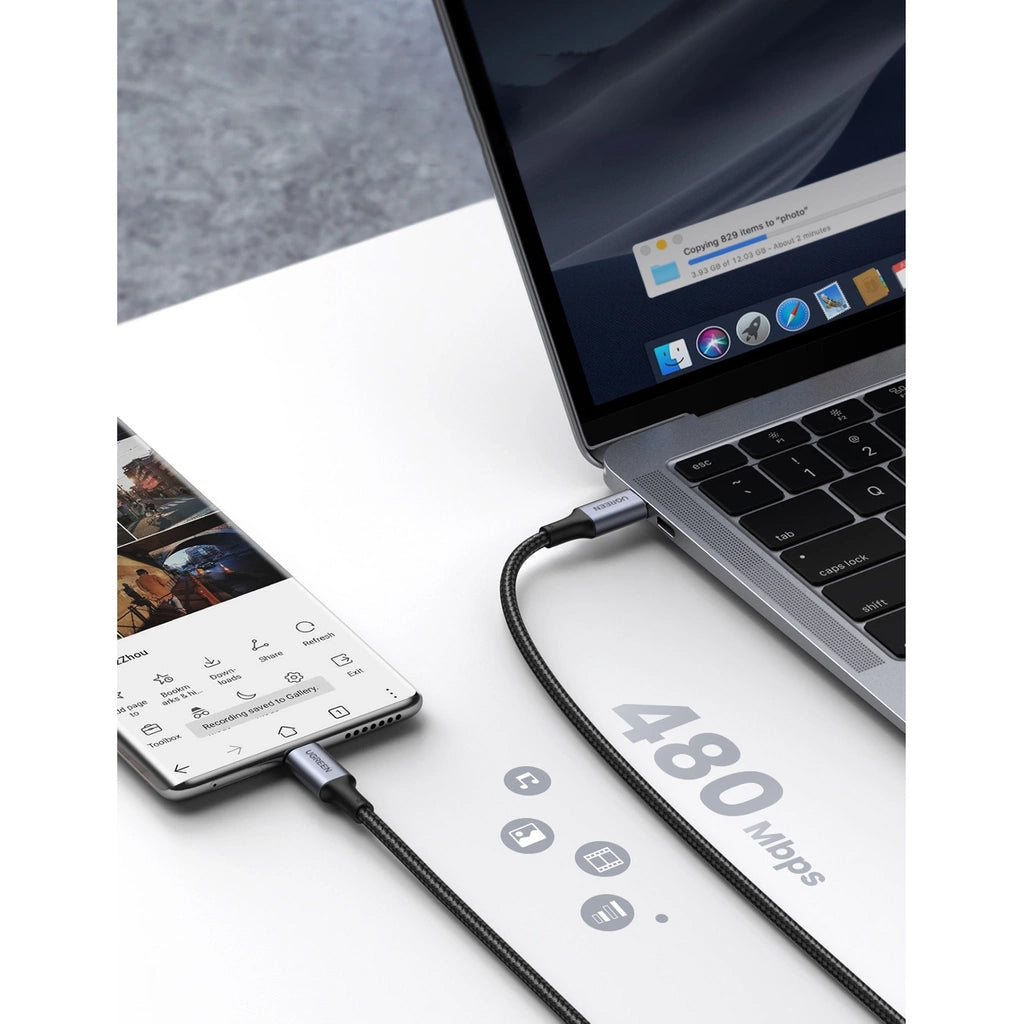 Cablu Date si Incarcare USB-C - USB-C UGREEN US316, 100W, 0.5m, Gri