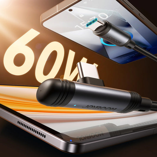 Cablu Date si Incarcare USB-C - USB-C Joyroom S-A56 EnjoyX Angled, 60W, 1.2m, Negru