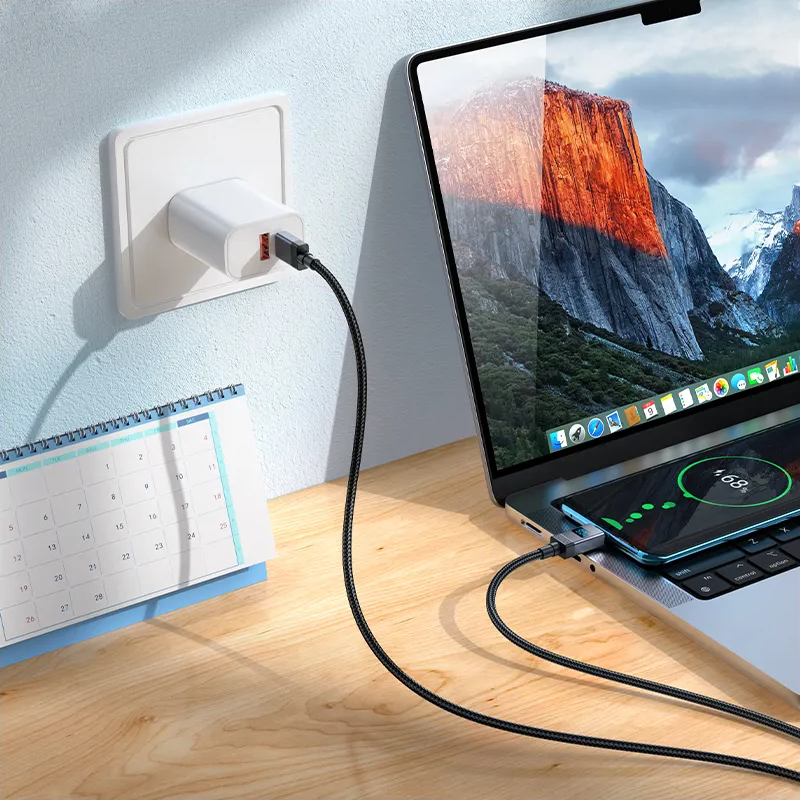 Cablu Date si Incarcare USB-C - USB-C HOCO X118 Display, 60W, 1m, Negru