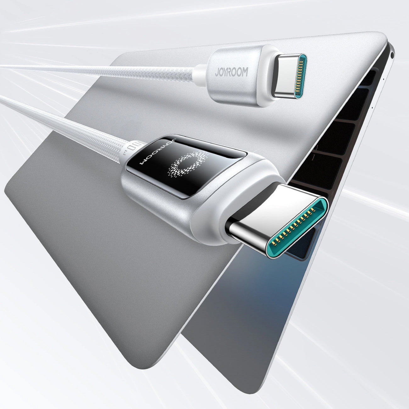 Cablu Date si Incarcare USB-C - USB-C Joyroom S-A55 StarFlight Display, 100W, 1.2m, Alb