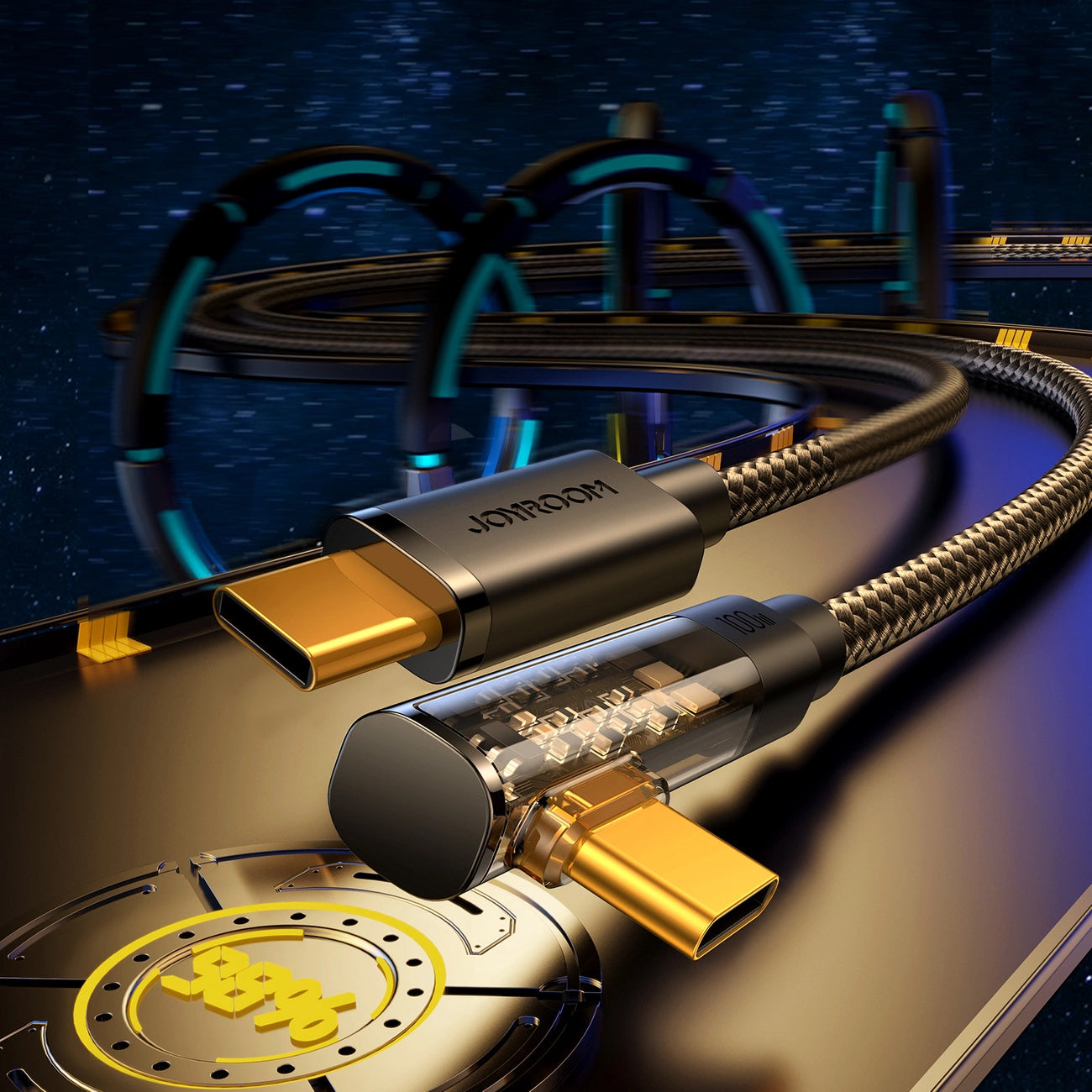 Cablu Date si Incarcare USB-C - USB-C Joyroom S-A6 Angled, 100W, 1.2m, Negru