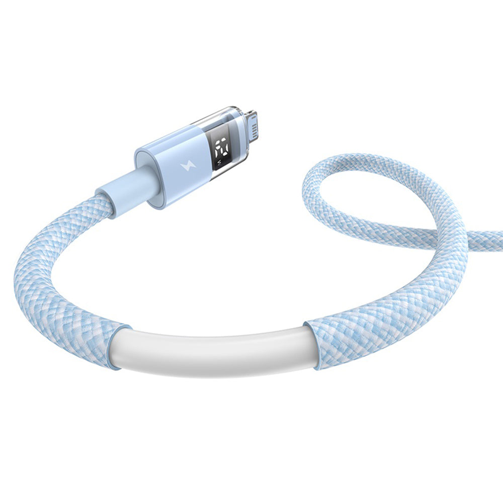 Cablu Date si Incarcare USB-A - Lightning Baseus Display 2, 12W, 2m, Albastru P10382700311-01