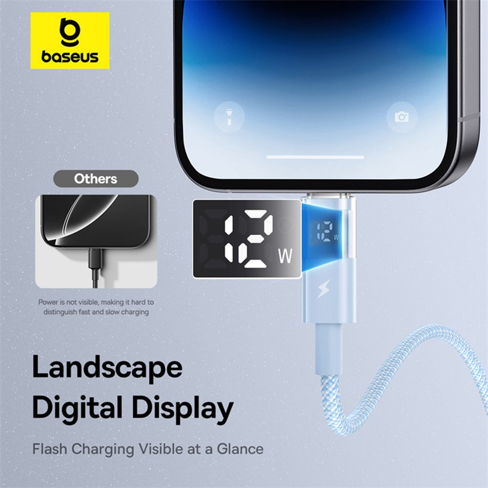 Cablu Date si Incarcare USB-A - Lightning Baseus Display 2, 12W, 2m, Albastru P10382700311-01