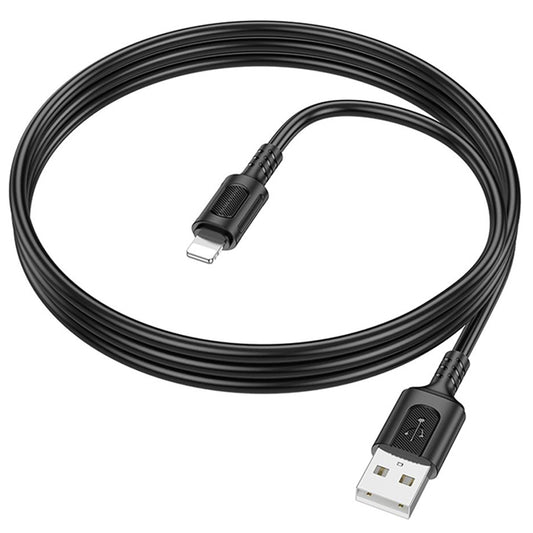 Cablu Date si Incarcare USB-A - Lightning Borofone BX111 Feliz, 18W, 1m, Negru