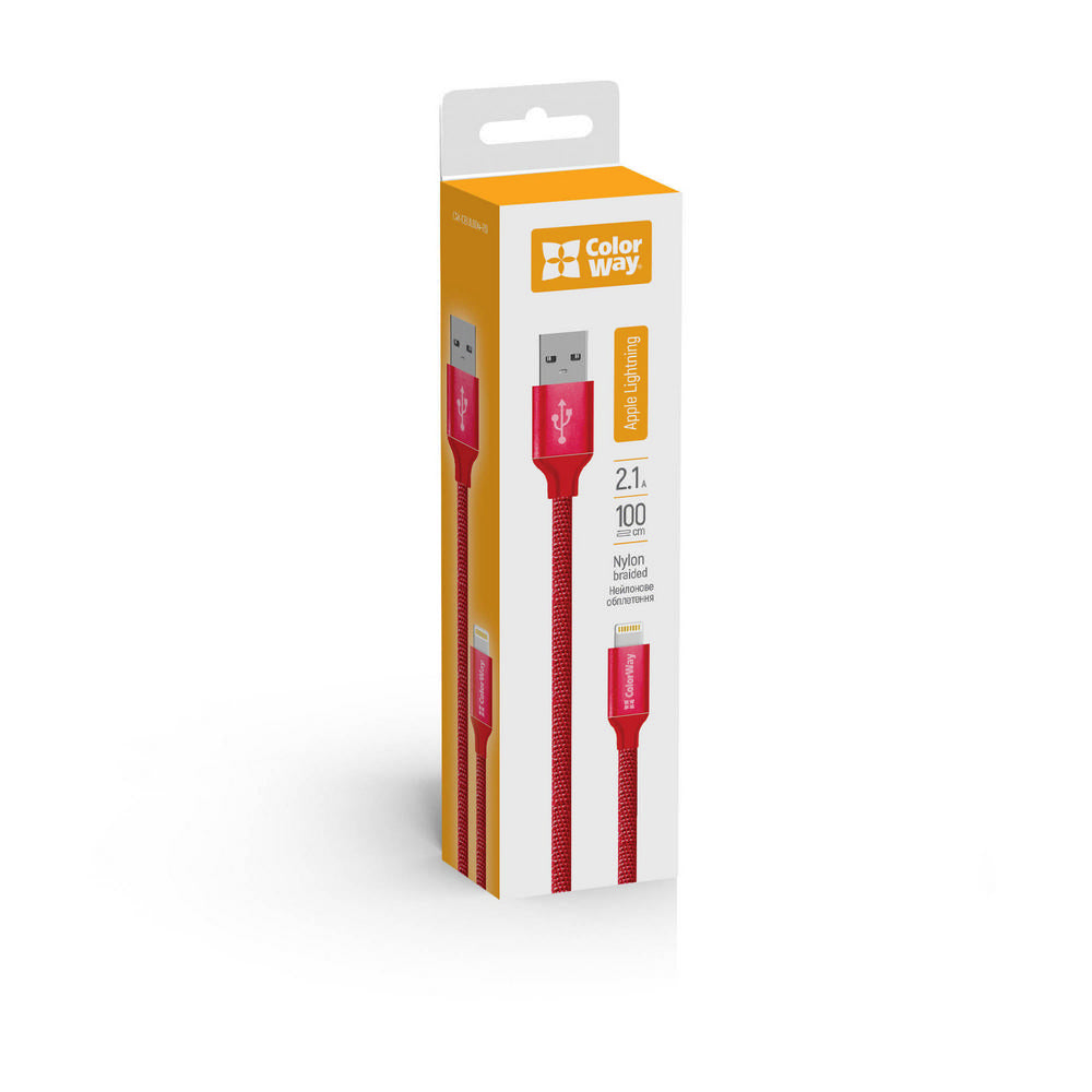 Cablu Date si Incarcare USB-A - Lightning ColorWay CW-CBUL004, 18W, 1m, Rosu