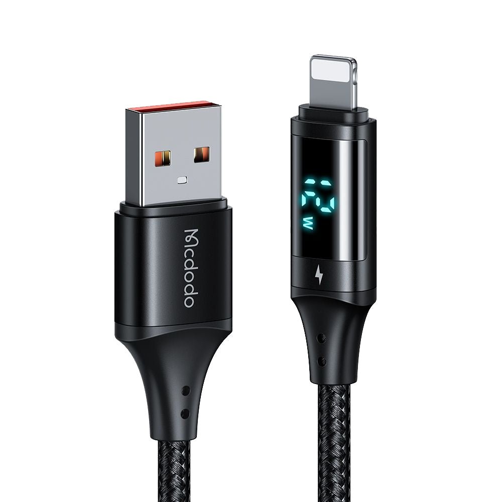 Cablu Date si Incarcare USB-A - Lightning McDodo CA-1060 Display, 12W, 1.2m, Negru