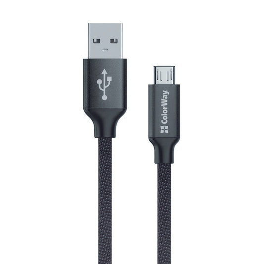Cablu Date si Incarcare USB-A - microUSB ColorWay CW-CBUM002, 18W, 1m, Negru