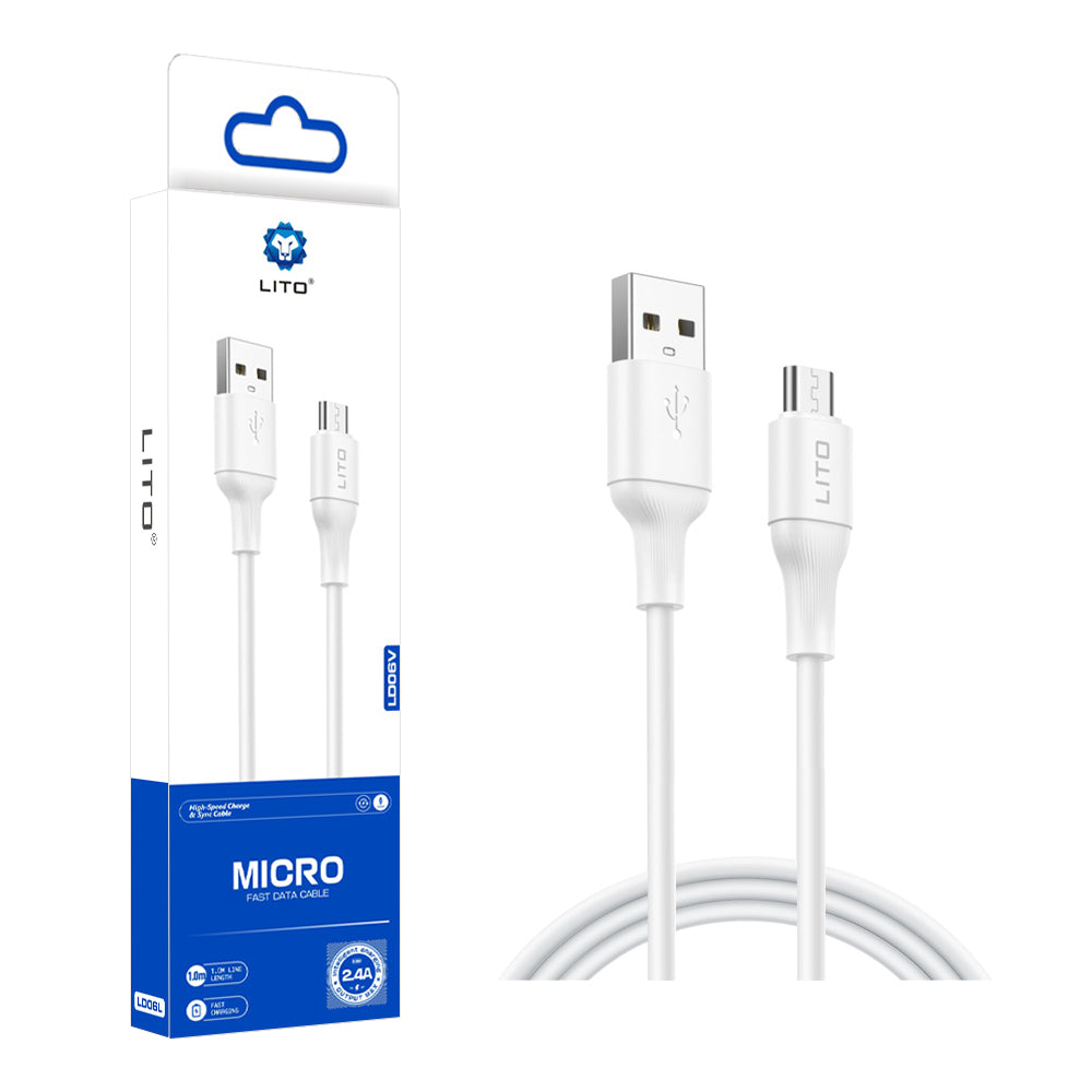 Cablu Date si Incarcare USB-A - microUSB Lito LD06V, 18W, 1m, Alb