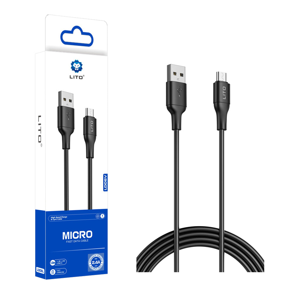 Cablu Date si Incarcare USB-A - microUSB Lito LD06V, 18W, 1m, Negru