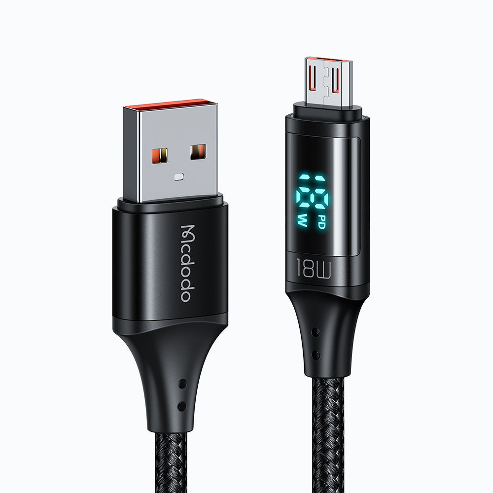 Cablu Date si Incarcare USB-A - microUSB McDodo CA-1070 Display, 18W, 1.2m, Negru
