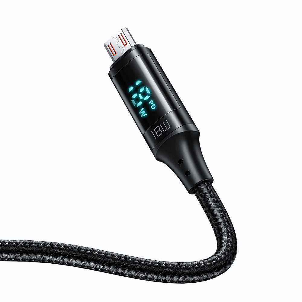 Cablu Date si Incarcare USB-A - microUSB McDodo CA-1070 Display, 18W, 1.2m, Negru