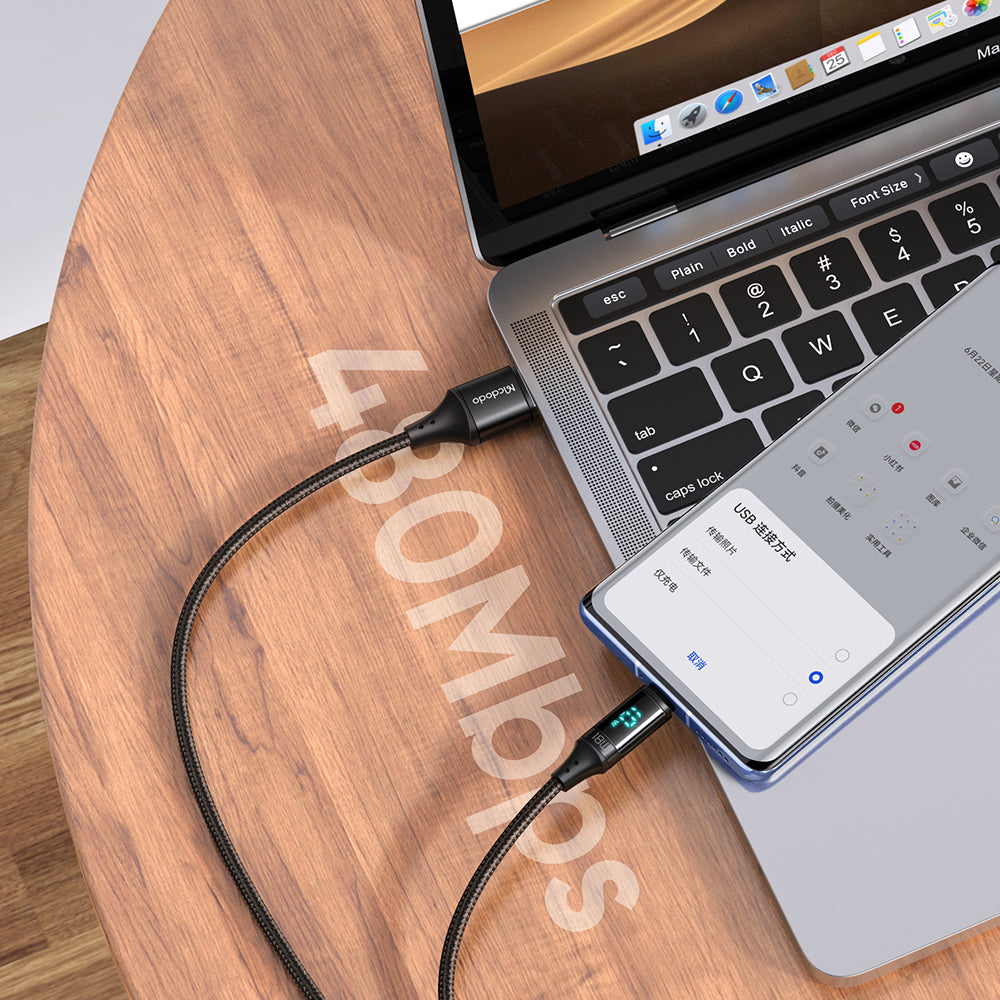Cablu Date si Incarcare USB-A - microUSB McDodo CA-1070 Display, 18W, 1.2m, Negru