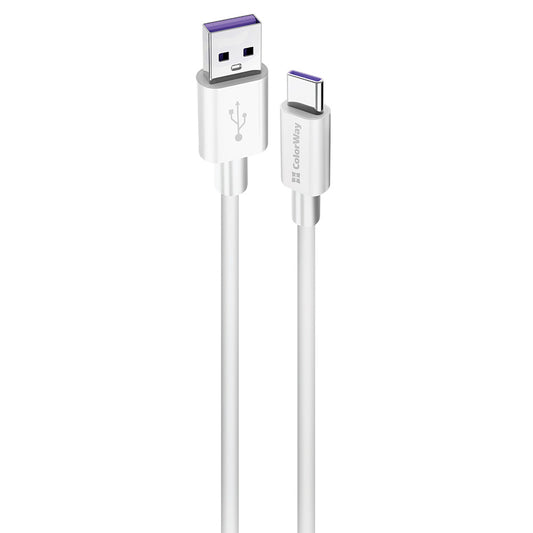 Cablu Date si Incarcare USB-A - USB-C ColorWay CW-CBUC019, 18W, 1m, Alb