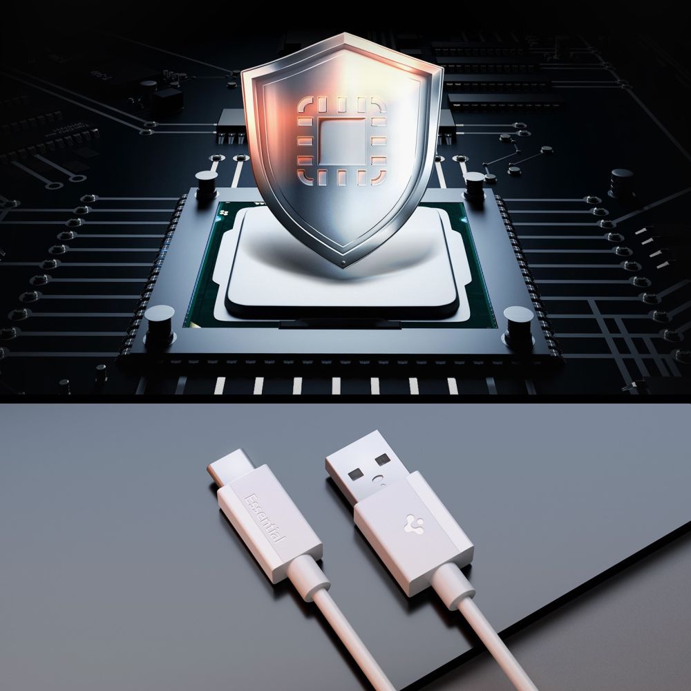 Cablu Date si Incarcare USB-A - USB-C Spigen Essential, 60W, 1m, Alb ACA08715