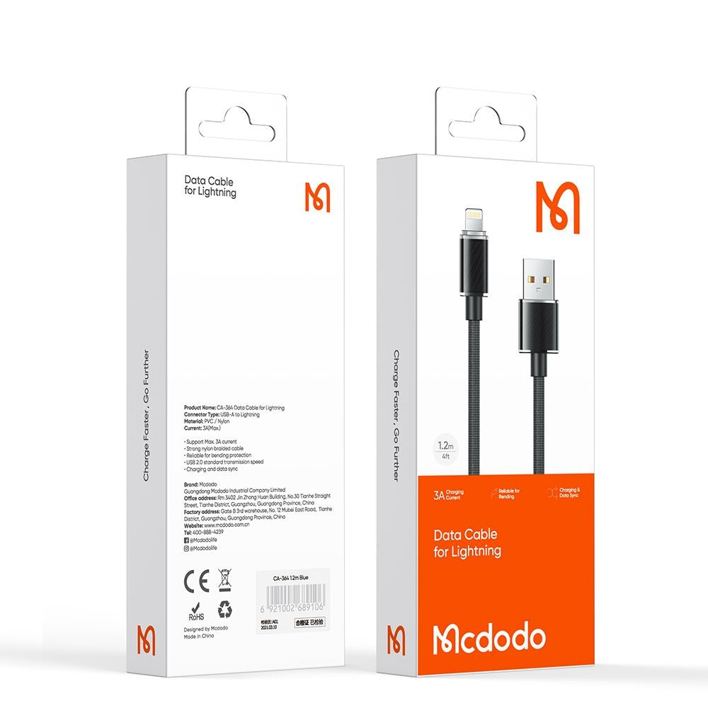 Cablu Date si Incarcare USB-A - Lightning McDodo CA-3640, 18W, 1.2m, Negru
