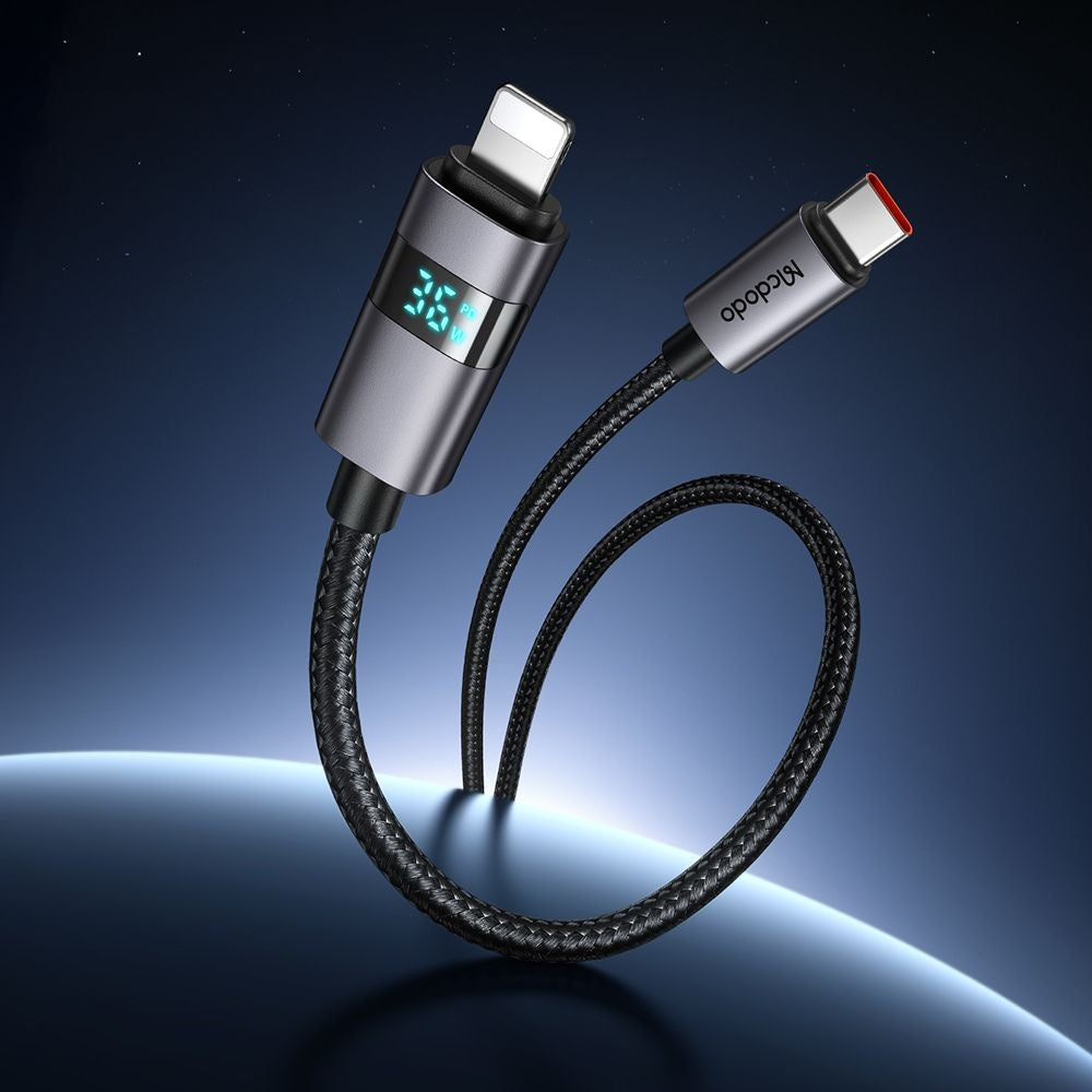 Cablu Date si Incarcare USB-C - Lightning McDodo CA-6570 Display, 36W, 1.2m, Negru
