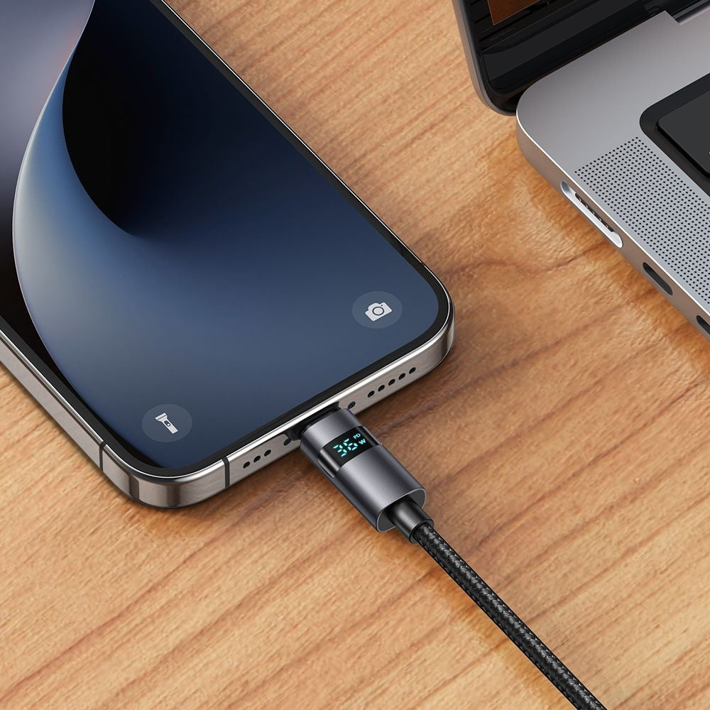 Cablu Date si Incarcare USB-C - Lightning McDodo CA-6570 Display, 36W, 1.2m, Negru