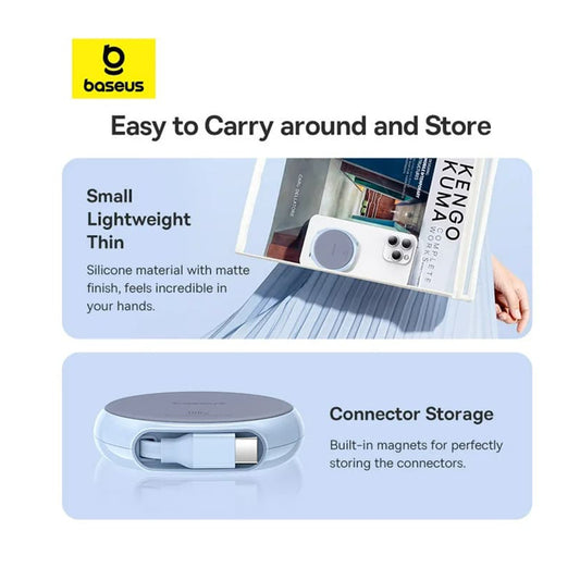 Cablu Date si Incarcare USB-C - USB-C Baseus Pathfinder Retractable, 100W, 1m, Bleu P10368400311-00