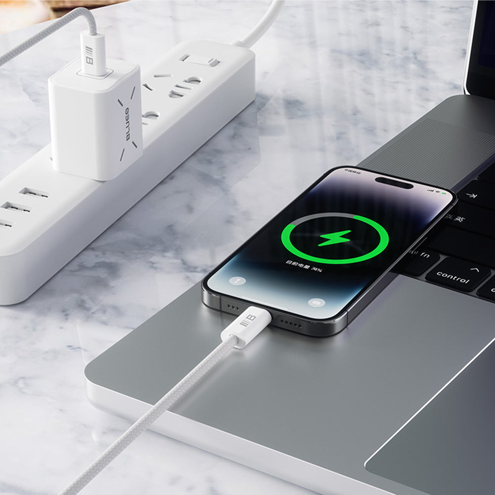 Cablu Date si Incarcare USB-C - USB-C Blueo, 100W, 1.2m, Alb