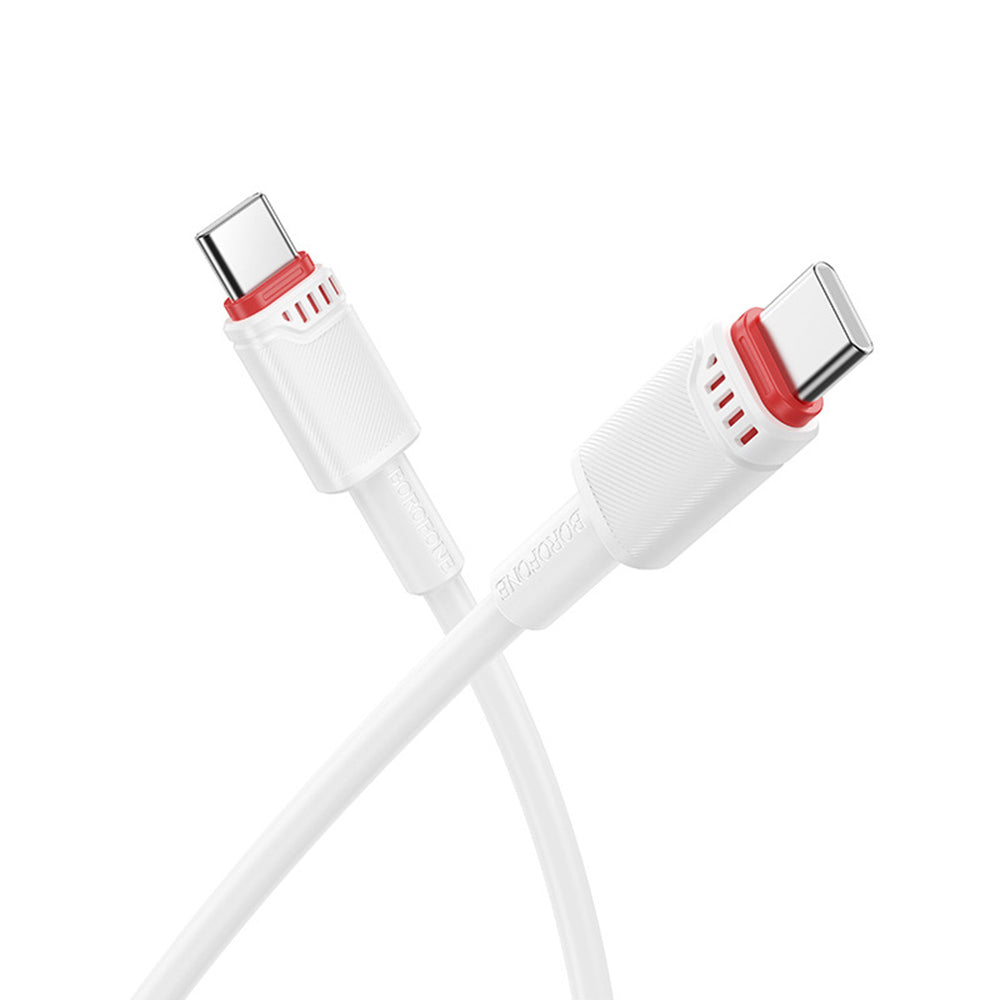 Cablu Date si Incarcare USB-C - USB-C Borofone BX110 Beneficio, 60W, 1m, Alb