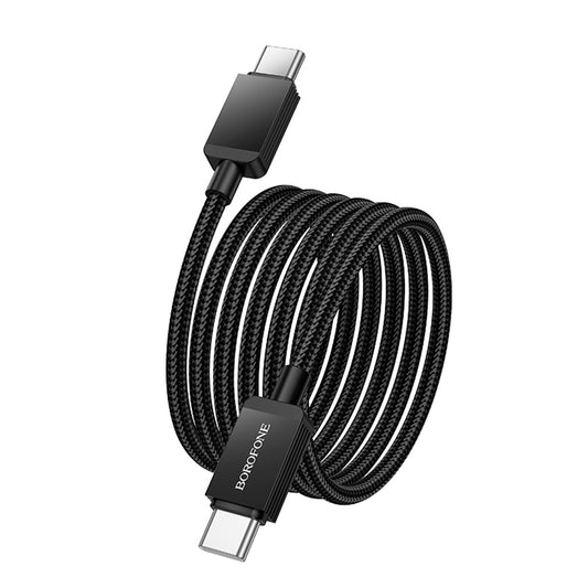 Cablu Date si Incarcare USB-C - USB-C Borofone BX120 Placer, 60W, 1m, Negru