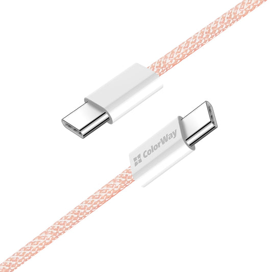 Cablu Date si Incarcare USB-C - USB-C ColorWay CW-CBPDCC061, 60W, 1m, Roz