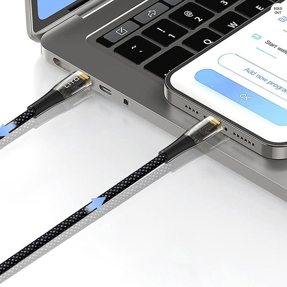 Cablu Date si Incarcare USB-C - USB-C Lito LD01, 60W, 1.2m, Negru