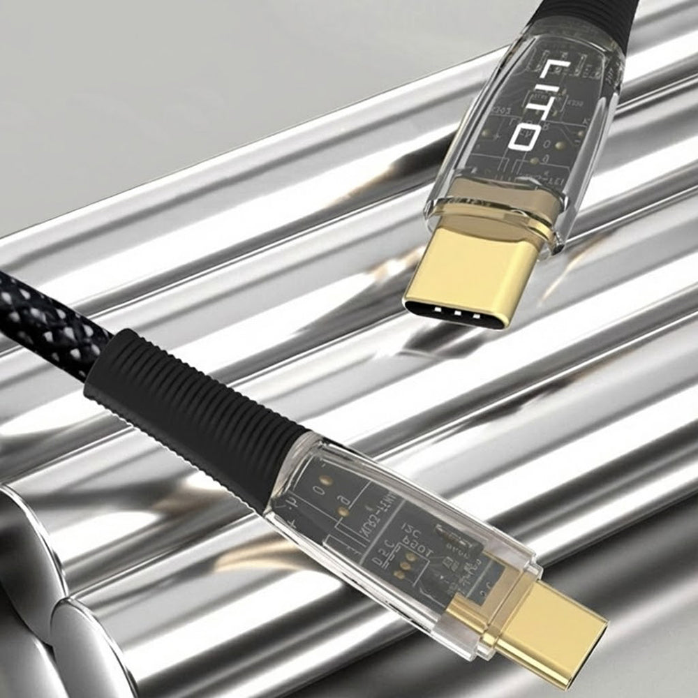 Cablu Date si Incarcare USB-C - USB-C Lito LD01, 60W, 1.2m, Negru