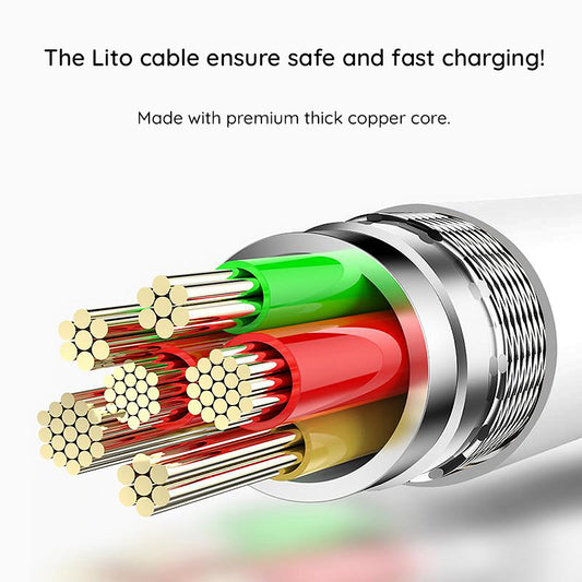 Cablu Date si Incarcare USB-C - USB-C Lito LD03, 60W, 1m, Alb