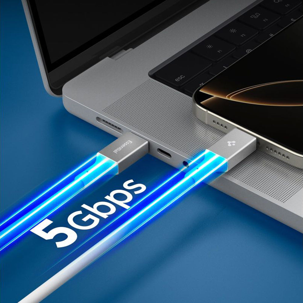 Cablu Date si Incarcare USB-C - USB-C Spigen EB10020CC, 100W, 2m, Alb ACA08775