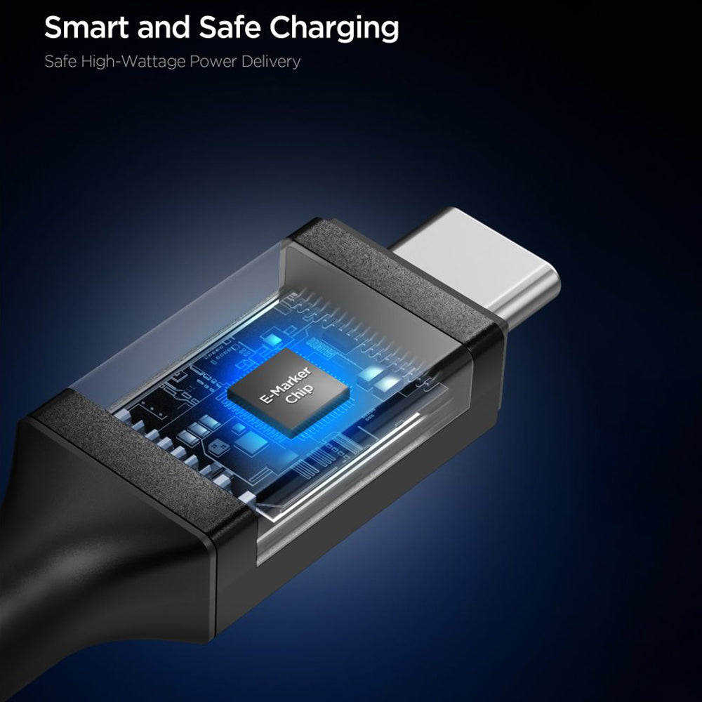 Cablu Date si Incarcare USB-C - USB-C Spigen EB10020CC, 100W, 2m, Negru ACA09460