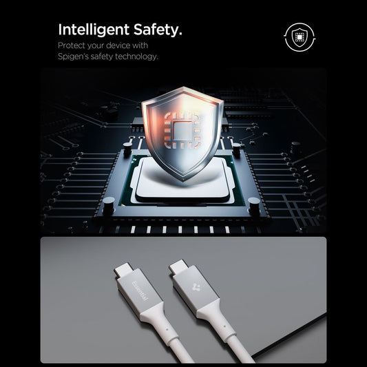 Cablu Date si Incarcare USB-C - USB-C Spigen EB24012CC, 240W, 1.2m, Alb