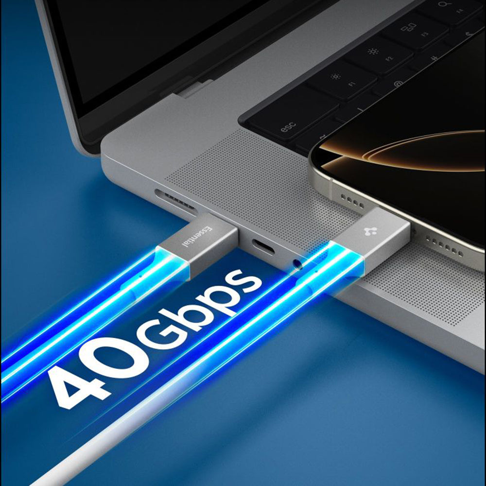 Cablu Date si Incarcare USB-C - USB-C Spigen EB24012CC, 240W, 1.2m, Alb