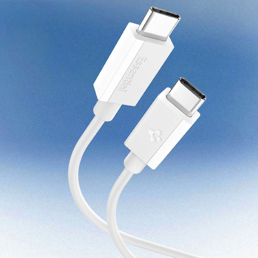 Cablu Date si Incarcare USB-C - USB-C Spigen Essential, 60W, 1m, Alb ACA08717