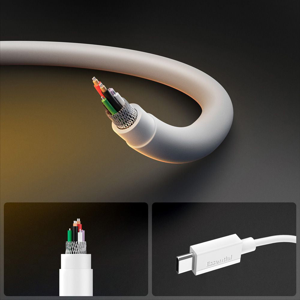 Cablu Date si Incarcare USB-C - USB-C Spigen Essential, 60W, 1m, Alb ACA08717