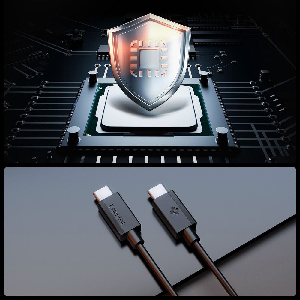 Cablu Date si Incarcare USB-C - USB-C Spigen Essential, 60W, 1m, Negru ACA08718