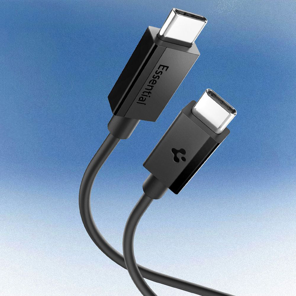 Cablu Date si Incarcare USB-C - USB-C Spigen Essential, 60W, 2m, Negru ACA08720