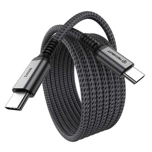 Cablu Date si Incarcare USB-C - USB-C Techsuit TitanSync Pro CX2, 240W, 2m, Gri