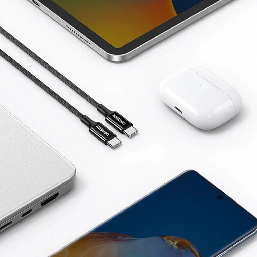 Cablu Date si Incarcare USB-C - USB-C UGREEN US557 (15267), 100W, 1m, Alb