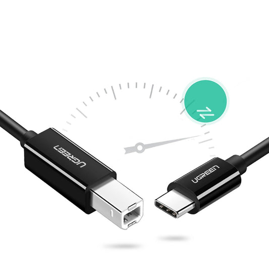 Cablu Imprimanta UGREEN US241, USB-C - USB-B, 2m, Negru