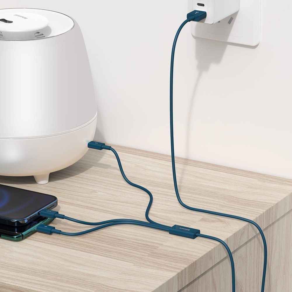 Cablu Incarcare USB-A - Lightning / microUSB / USB-C Baseus Superior 3in1 Series, 20W, 1.5m, Albastru CAMLTYS-03
