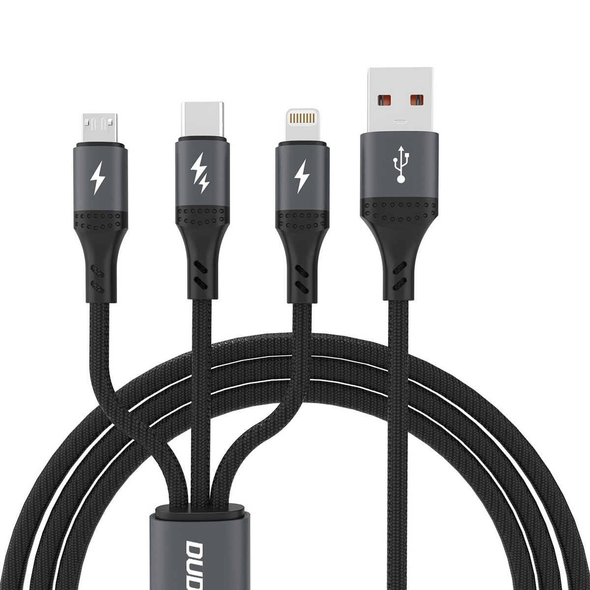 Cablu Incarcare USB-A - Lightning / microUSB / USB-C Dudao L3E 3in1, 60W, 1.2m, Negru