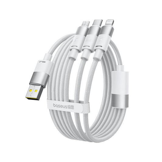 Cablu Incarcare USB-A - Lightning / microUSB / USB-C Baseus StarSpeed, 100W, 1.5m, Alb P10319900211-00